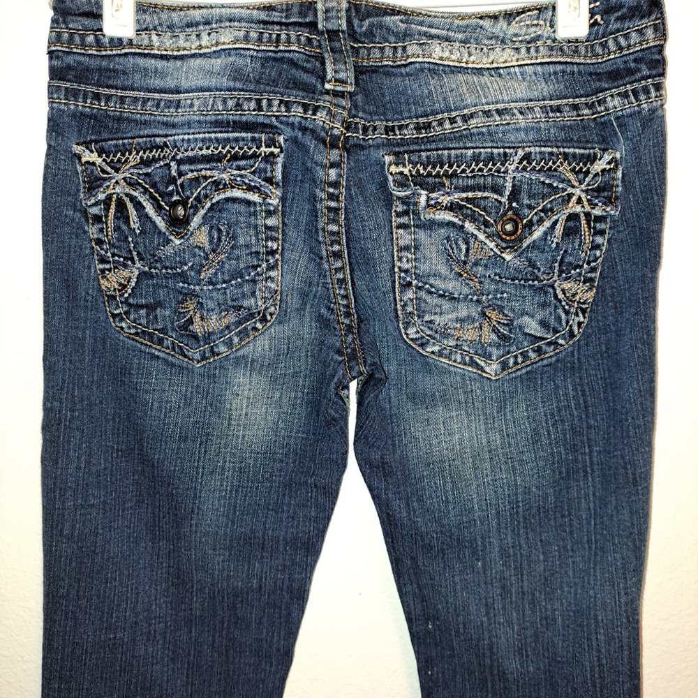 Silver Pioneer Jeans With Flap Pockets and Embroidery 27x33